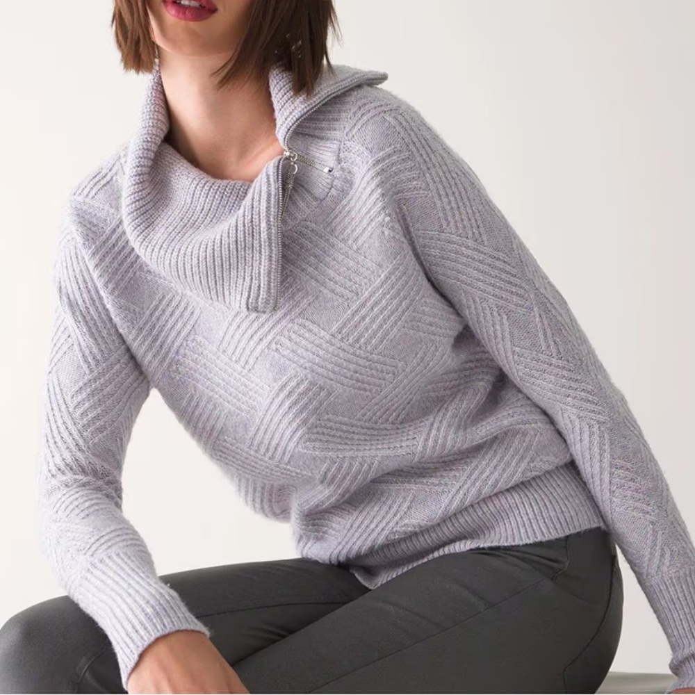 White House Black Market Split Neck Zipper Pullover